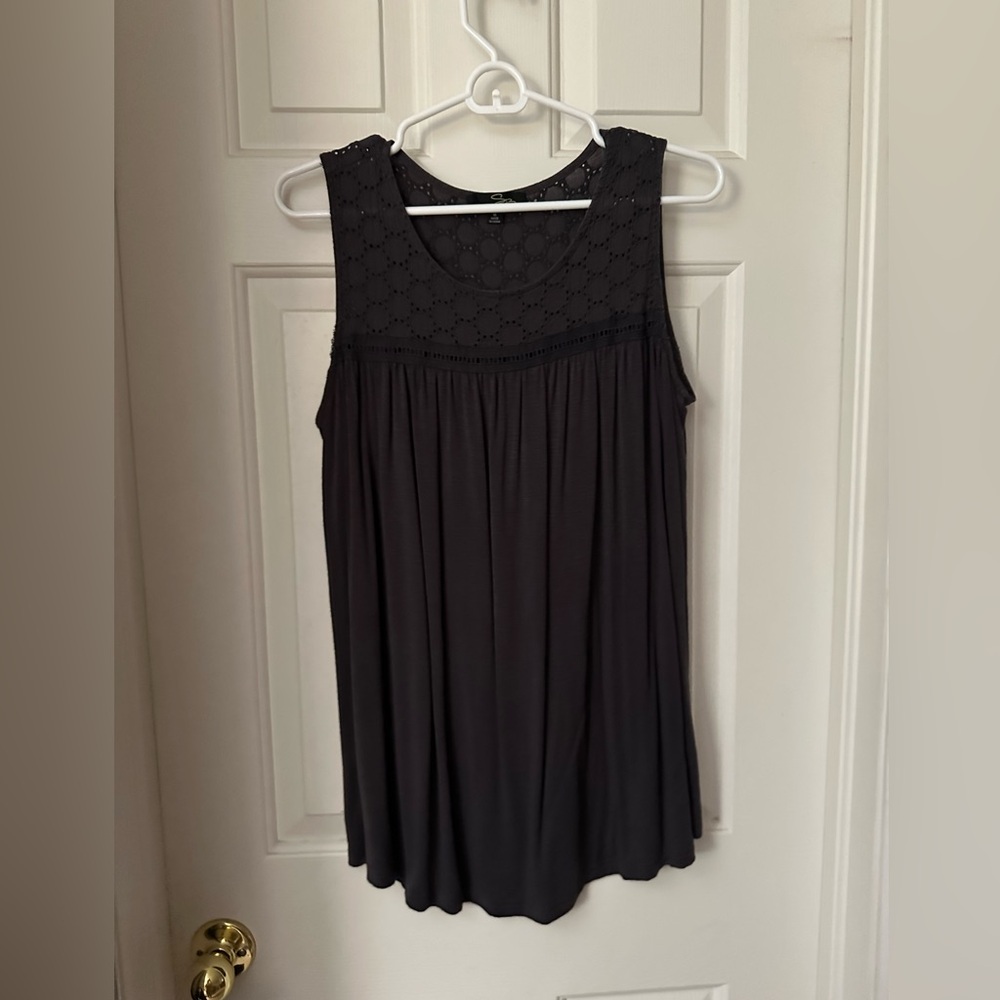 Grey sleeveless blouse